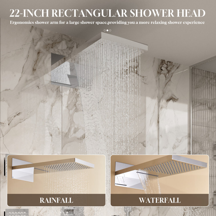 22" Chrome Dual Shower System with Digital Display and Body Jets