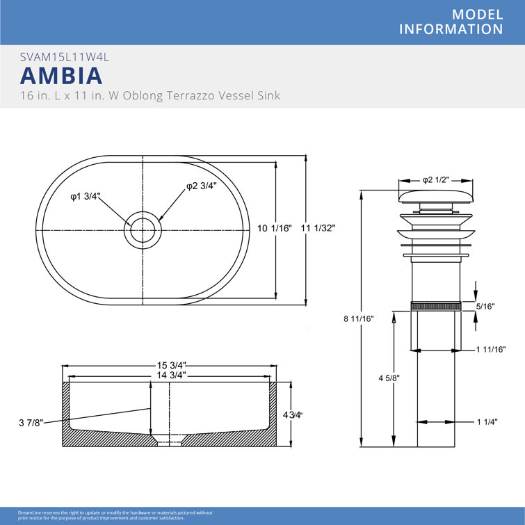 Ambia 16'' Gray Terrazzo Oval Vessel Bathroom Sink