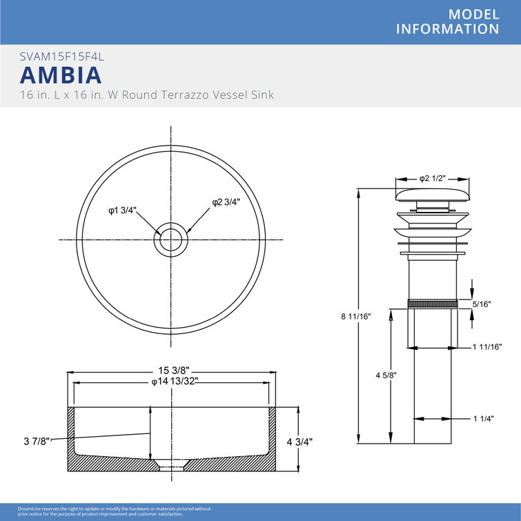 Ambia Dark Grey Terrazzo Round Above-Counter Vessel Sink