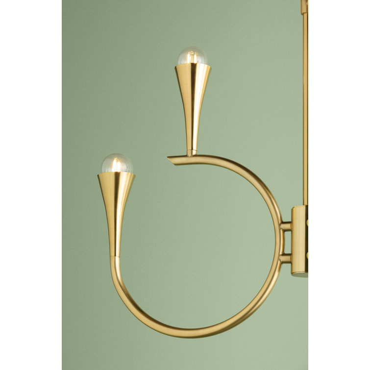Aviana Aged Brass 6-Light Chandelier with Steel Shades