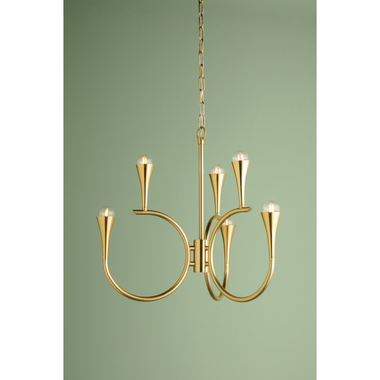 Aviana Aged Brass 6-Light Chandelier with Steel Shades