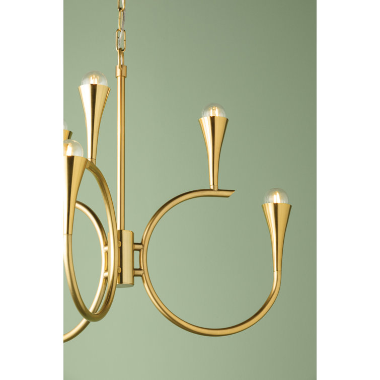 Aviana Aged Brass 6-Light Chandelier with Steel Shades