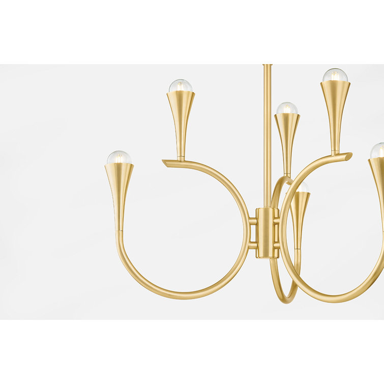 Aviana Aged Brass 6-Light Chandelier with Steel Shades