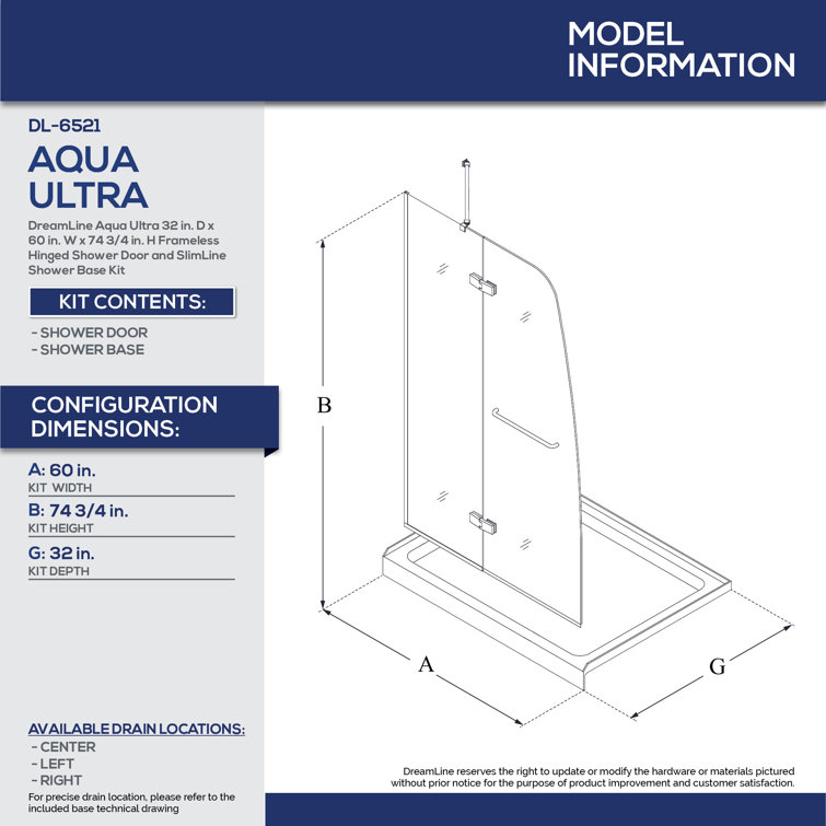 Aqua Ultra Frameless Clear Glass Shower Kit with Brushed Nickel Hardware