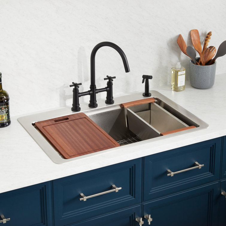 Melbrook 33" Stainless Steel Drop-In Workstation Kitchen Sink