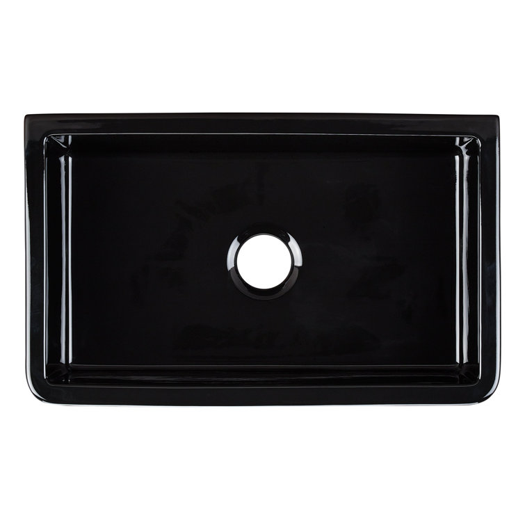 Gloss Black Fireclay Farmhouse Apron Kitchen Sink