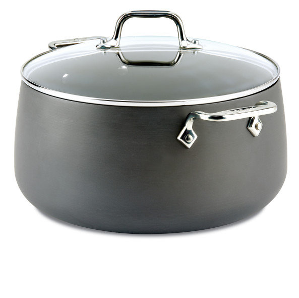 8-Quart Black Aluminum Stock Pot with Lid