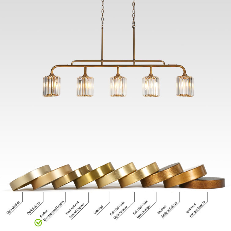 Gold and Clear Glass 5-Light Linear Island Pendant