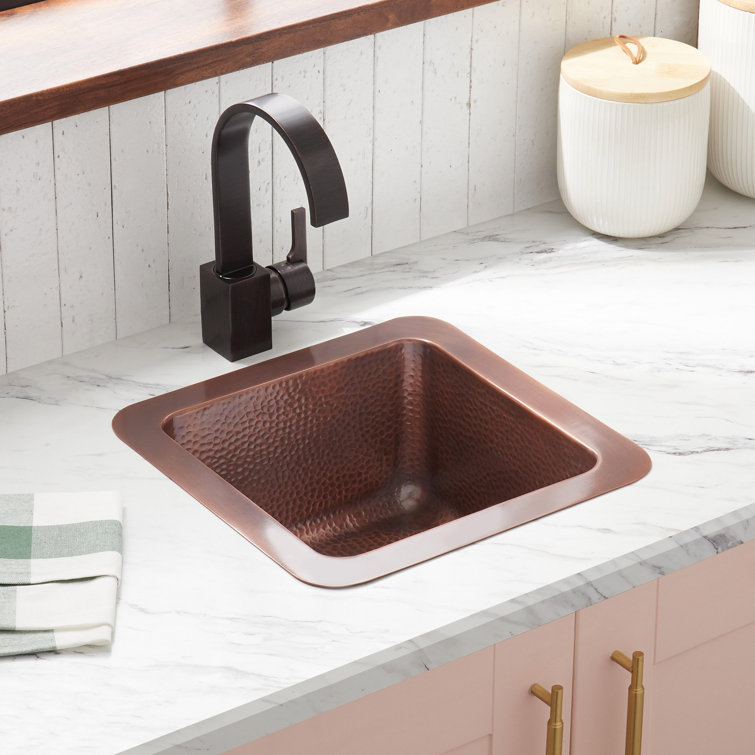 Dark Antique Copper Square Drop-In Kitchen Sink