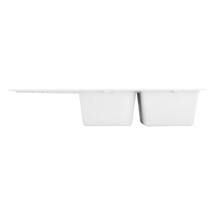 Cloud White Double Basin Stone Kitchen Sink with Drainboard