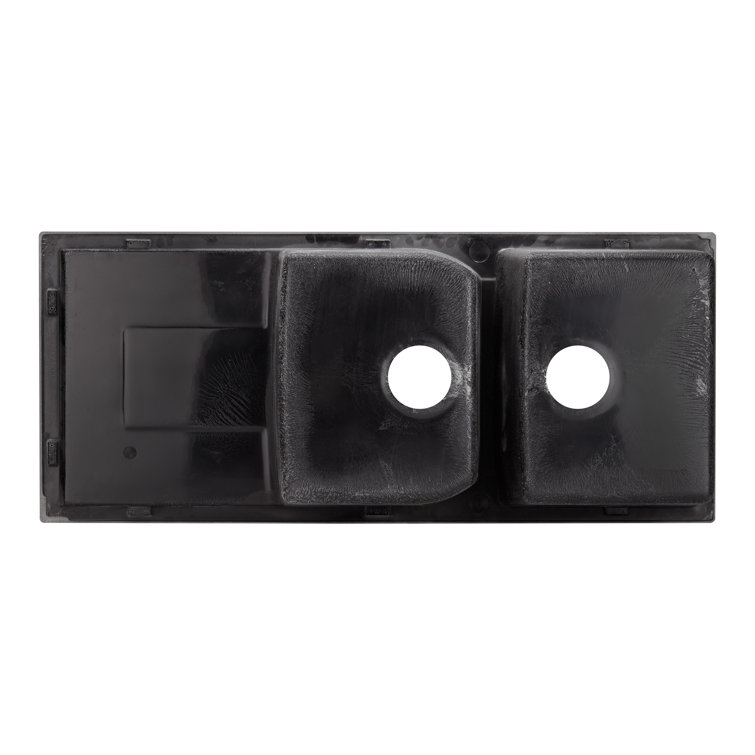 Midnight Black Double Basin Granite Composite Kitchen Sink with Drainboard