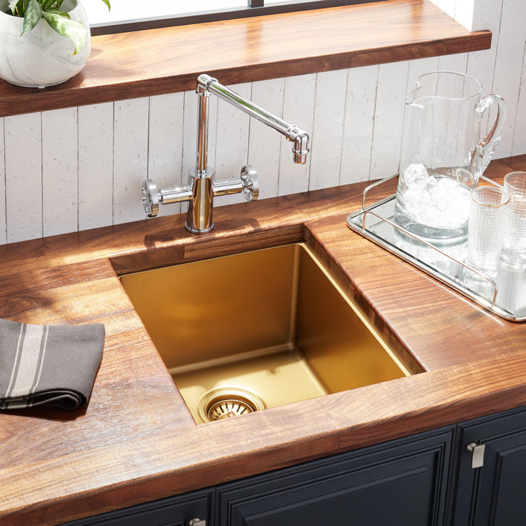 Atlas 15'' Matte Gold Stainless Steel Undermount Kitchen Sink