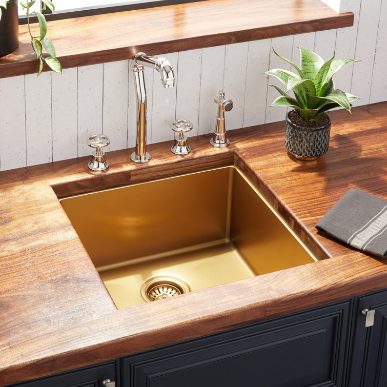 Atlas 19" Matte Gold Stainless Steel Undermount Kitchen Sink