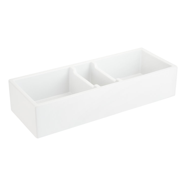 Tethra 47'' White Fireclay Triple-Bowl Farmhouse Sink