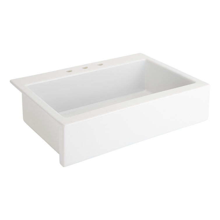 White Fireclay Farmhouse Apron Kitchen Sink, 34"