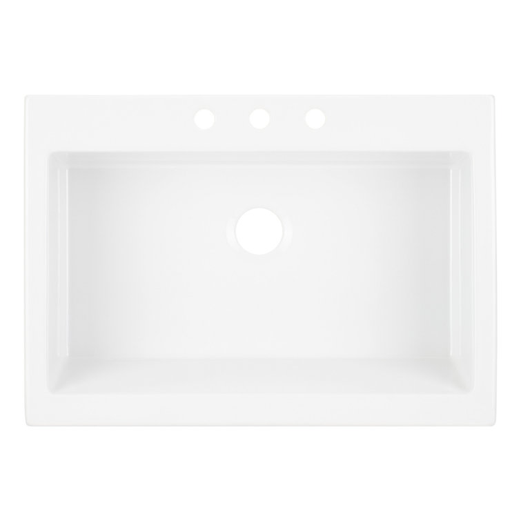 White Fireclay Farmhouse Apron Kitchen Sink, 34"