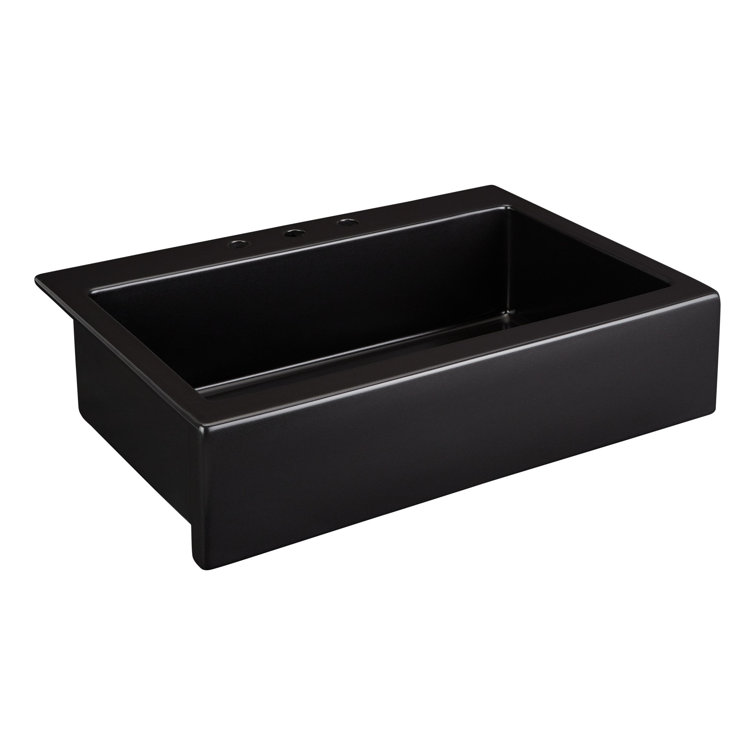 Matte Black Fireclay Rectangular Farmhouse Kitchen Sink
