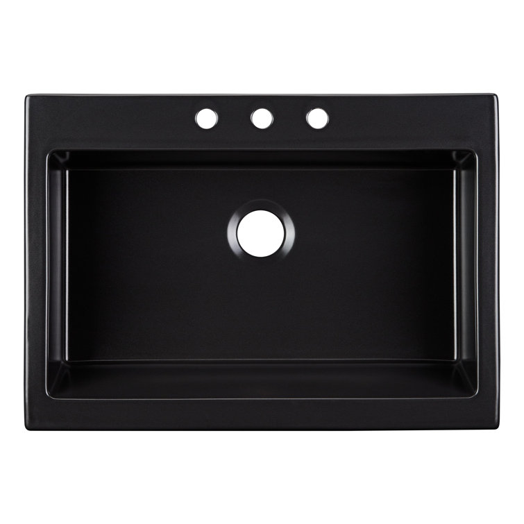 Matte Black Fireclay Rectangular Farmhouse Kitchen Sink