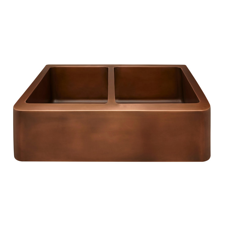 Aberdeen 35'' Copper Double Basin Farmhouse Kitchen Sink