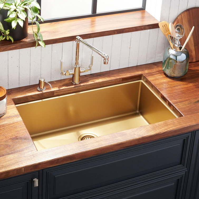 Atlas 32" Matte Gold Stainless Steel Undermount Kitchen Sink