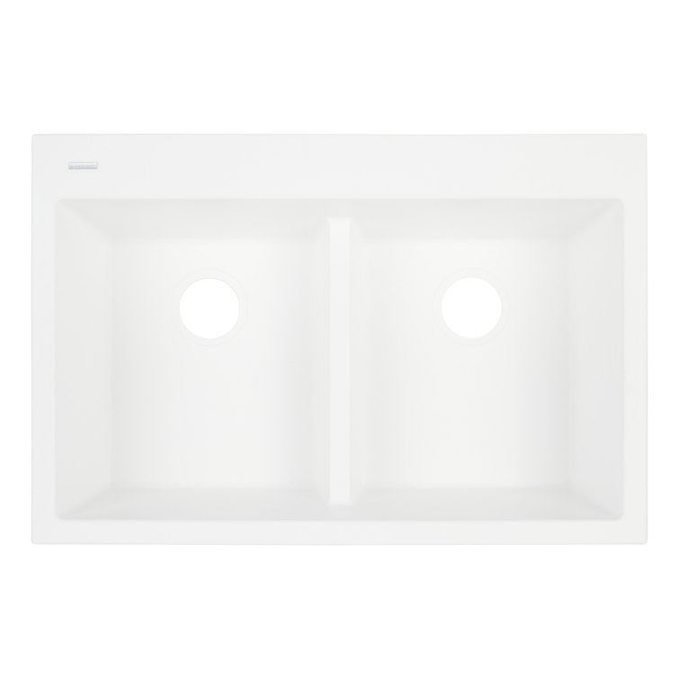 Cloud White 33" Granite Composite Double Bowl Undermount Sink