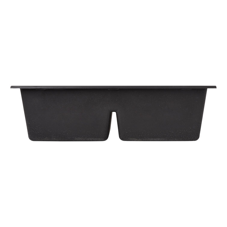 Algren 33" Midnight Black Granite Double Basin Kitchen Sink