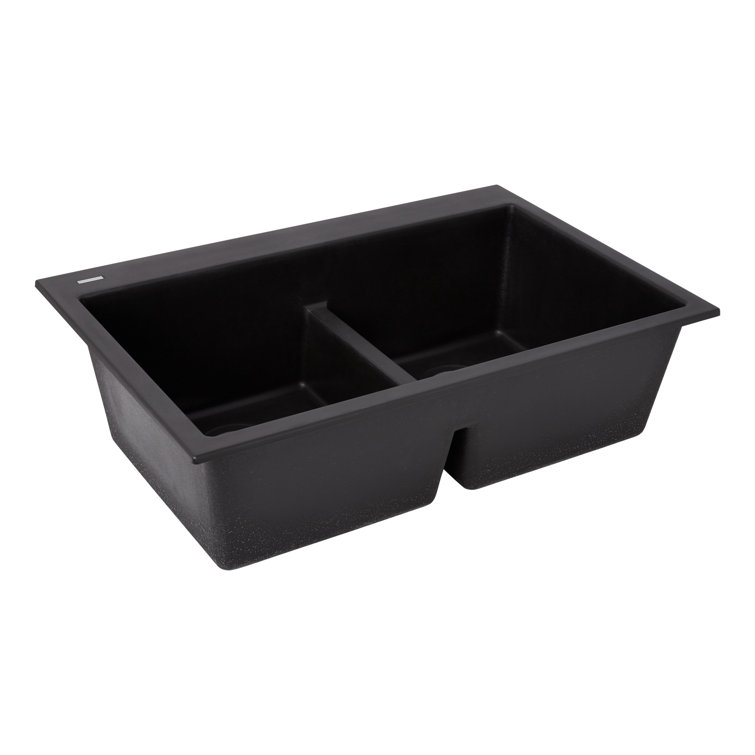 Algren 33" Midnight Black Granite Double Basin Kitchen Sink