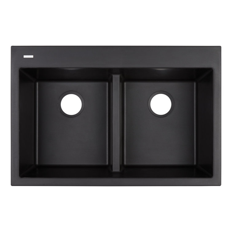 Algren 33" Midnight Black Granite Double Basin Kitchen Sink