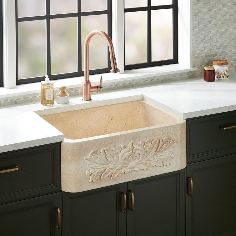 Silbury 33" Beige Marble Farmhouse Kitchen Sink