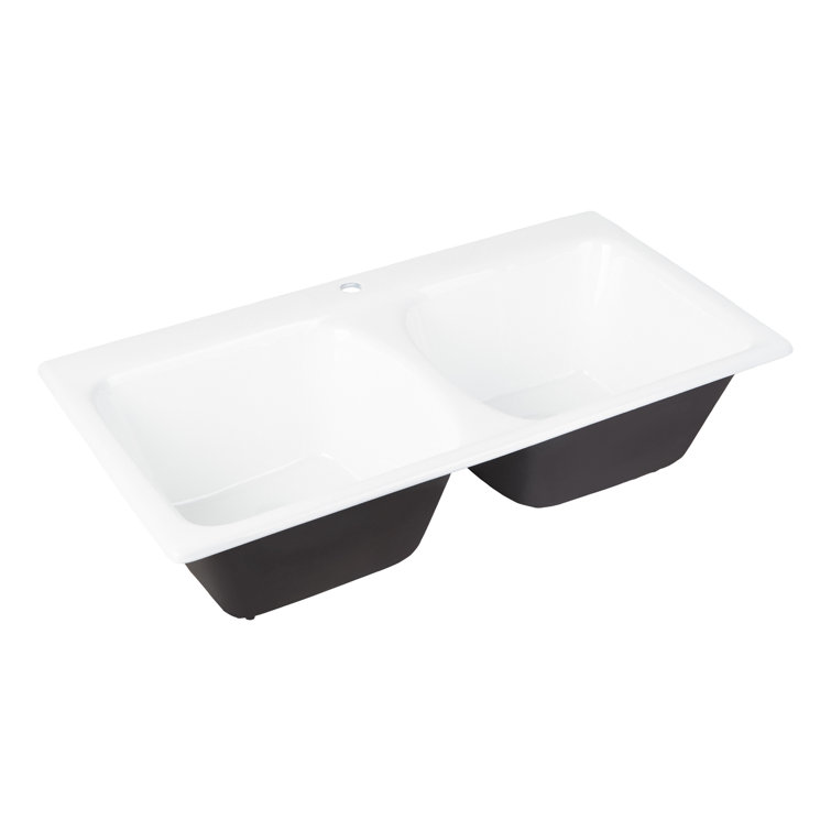 Selkirk 43" White Cast Iron Double Basin Drop-In Sink