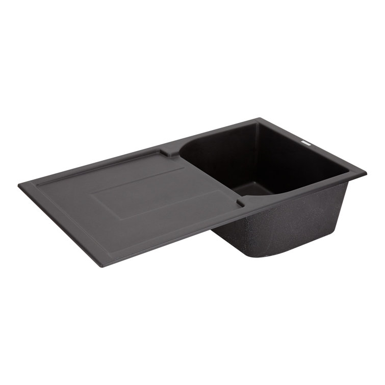 Midnight Black Granite Composite Drop-In Sink with Drainboard