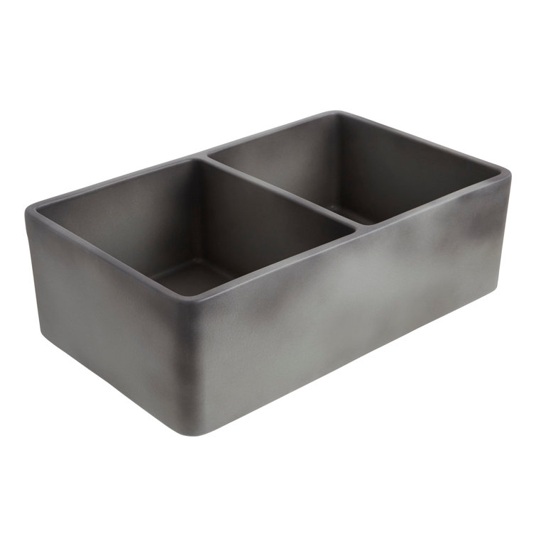 Baylor 33'' Gray Fireclay Double Basin Farmhouse Sink