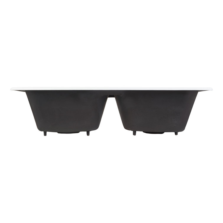 Selkirk 43" White Cast Iron Double Basin Drop-In Sink