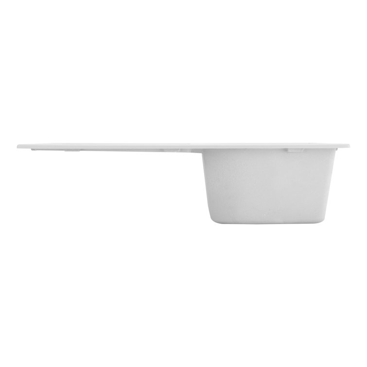 Cloud White Stone Drop-In Kitchen Sink with Drainboard