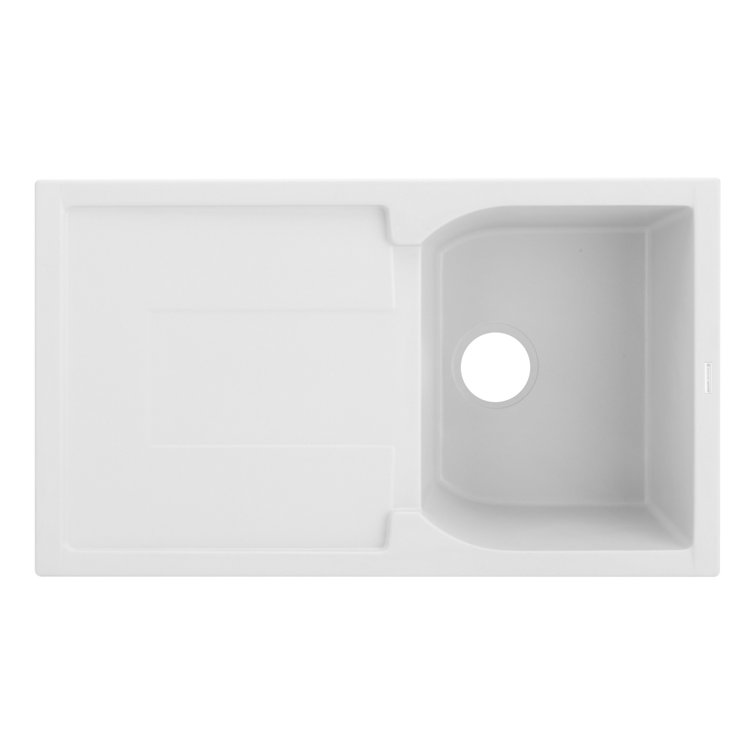 Cloud White Stone Drop-In Kitchen Sink with Drainboard