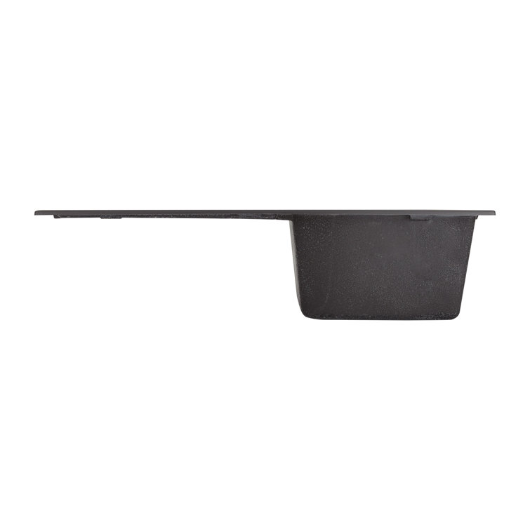 Midnight Black Granite Composite Drop-In Sink with Drainboard