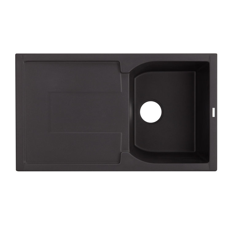 Midnight Black Granite Composite Drop-In Sink with Drainboard