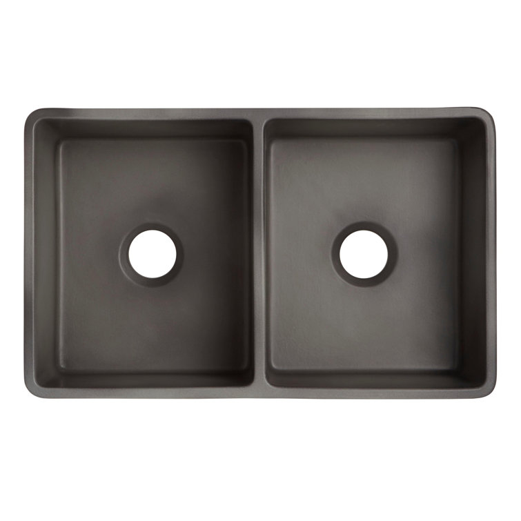 Baylor 33'' Gray Fireclay Double Basin Farmhouse Sink