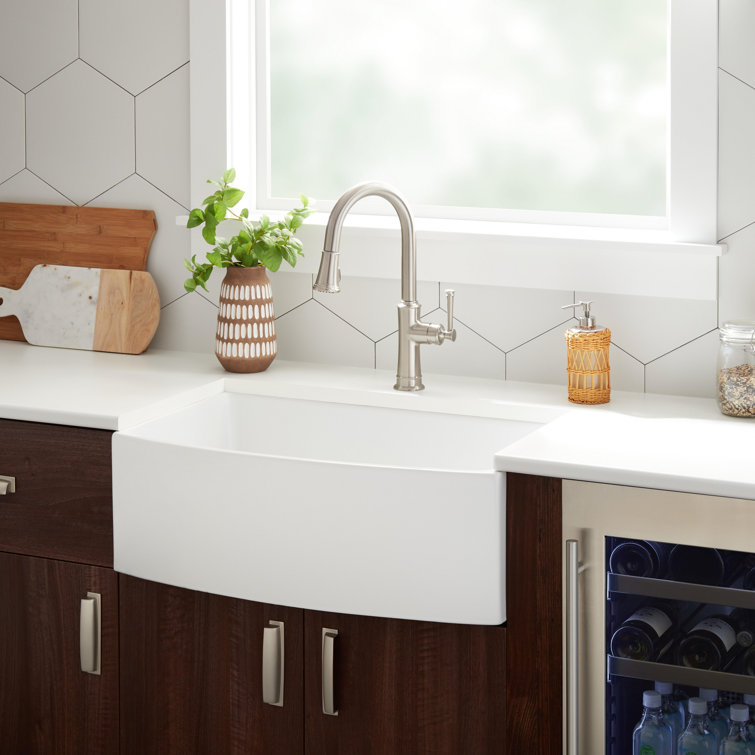 Wenbrook 30" White Fireclay Farmhouse Apron Sink