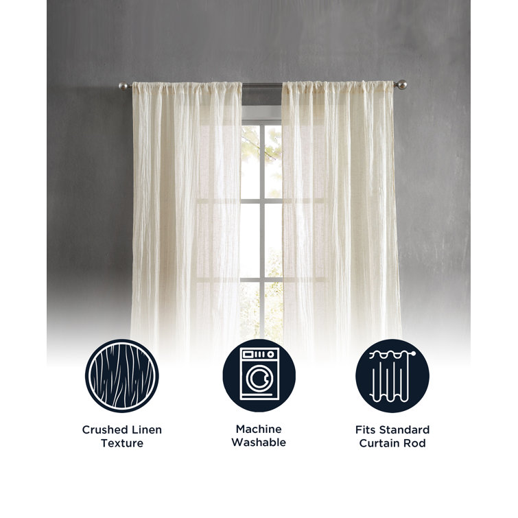 Natural Light-Filtering Linen Blend Curtain Panels, 50'' W x 96'' H