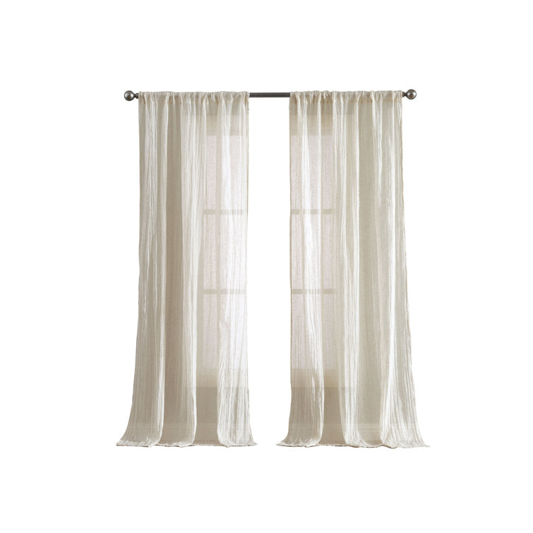 Natural Light-Filtering Linen Blend Curtain Panels, 50'' W x 96'' H
