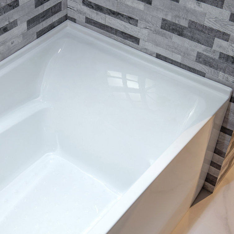 54'' White Acrylic Alcove Soaking Bathtub with Chrome Drain