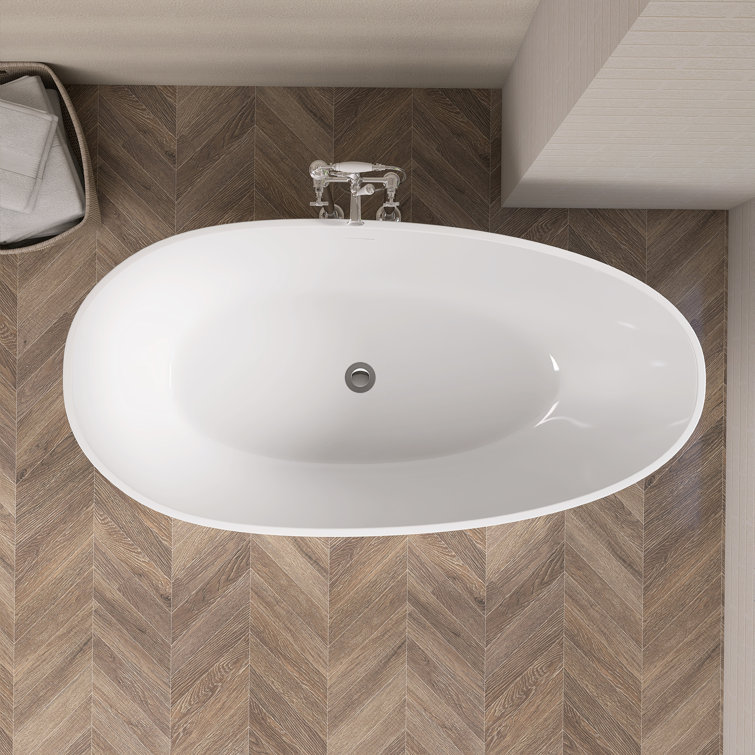 68'' White Acrylic Freestanding Double Slipper Soaking Tub
