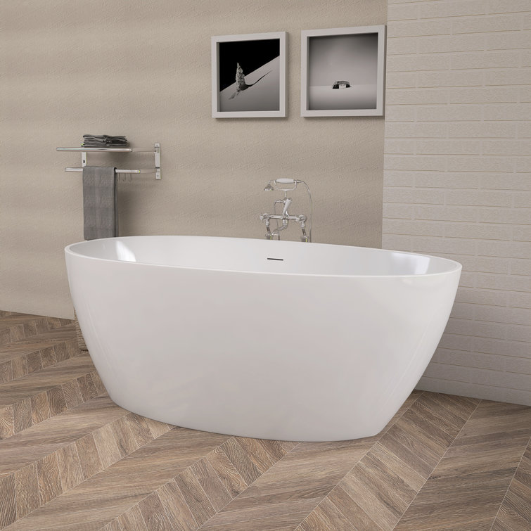 68'' White Acrylic Freestanding Double Slipper Soaking Tub