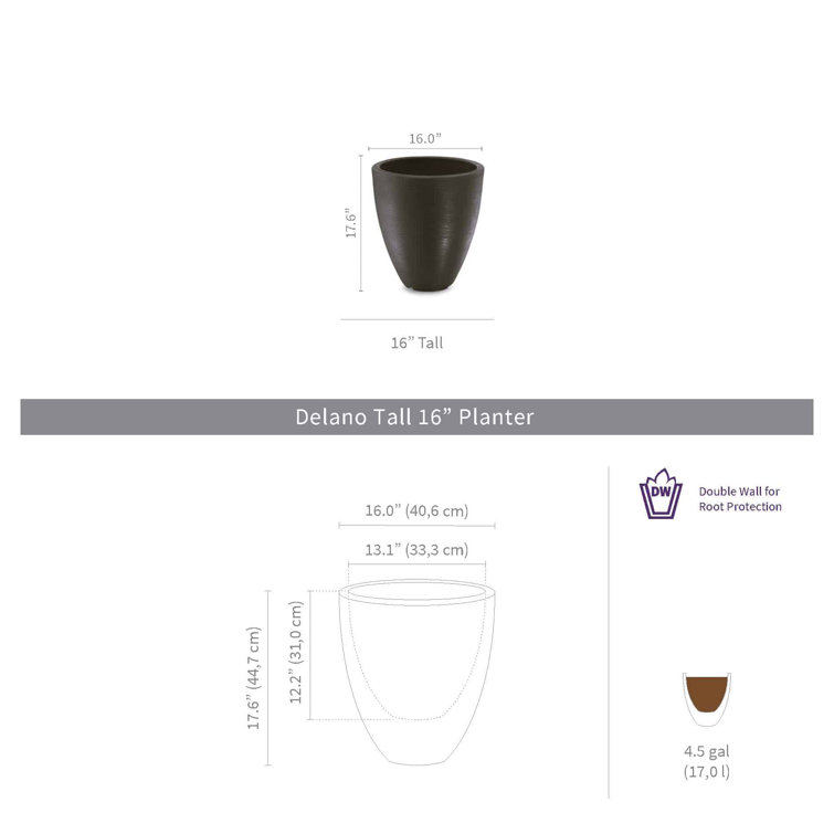 Caviar Black Resin Tall Indoor/Outdoor Planter