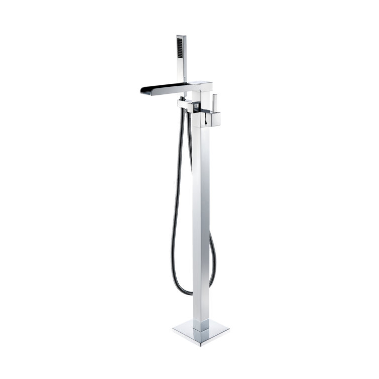 Polished Chrome Freestanding Tub Faucet with Hand Shower