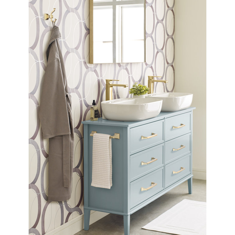 Golden Champagne Wall Mounted Towel Bar with Elegant Lines