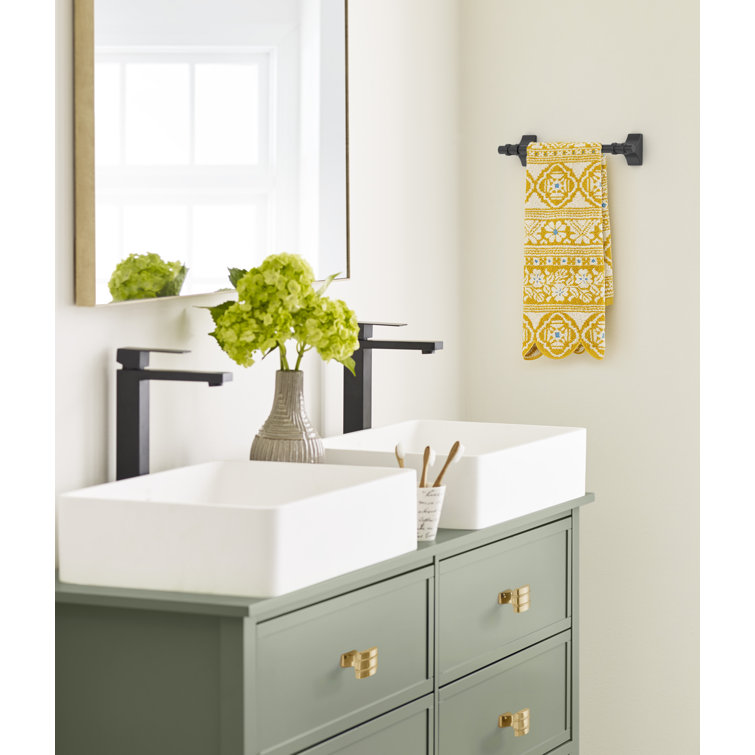 Matte Black Wall Mounted Towel Bar with Simple Lines