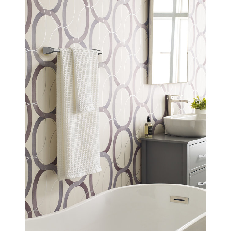 Polished Nickel Wall Mounted Towel Bar with Geometric Design