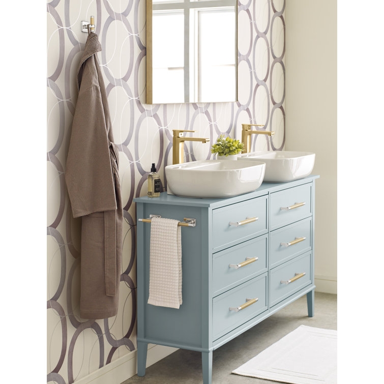 Polished Nickel and Bronze Wall Mounted Towel Bar